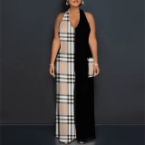 Sexy Print Halter Backless One-Piece Jumpsuits