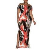 Sexy Print Off Shoulder Maxi Dresses