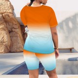 1 Piece Custom Casual Printed Gradient Color 2 Piece Short Set