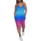 Sexy Gradient Color Print Straps One-Piece Jumpsuits