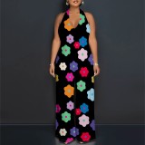 Sexy Print Halter Backless One-Piece Jumpsuits