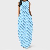 1 Piece Custom Fashion Printed O Neck Sleevelss Maxi Dresses