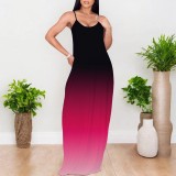 1 Piece Custom Fashion Printed Gradient Color Straps Maxi Dresses