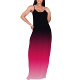 1 Piece Custom Fashion Printed Gradient Color Straps Maxi Dresses