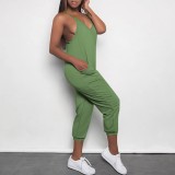 Casual Solid Color Straps V Neck One-Piece Jumpsuits