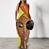 1 Piece Custom Fashion Printed African Avatar Straps Maxi Dress