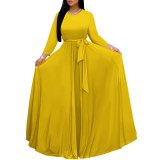 1 Piece Custom Solid Printed Long Sleeve Maxi Dress