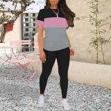 1 Piece Custom Casual Print Short Sleeve Pant Set