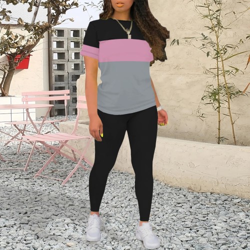 1 Piece Custom Casual Print Short Sleeve Pant Set