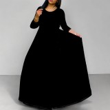1 Piece Custom Solid Printed Long Sleeve Maxi Dress