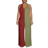 Casual Solid Color Halter Backless One-Piece Jumpsuits
