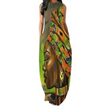 1 Piece Custom Fashion Printed Sleeveless Maxi Dress