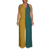 Casual Solid Color Halter Backless One-Piece Jumpsuits