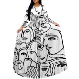 1 Piece Custom Fashion Printed Long Sleeve Maxi Dress