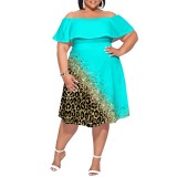 1 Piece Custom Casual Printed Off Shoulder Plus Size Dress