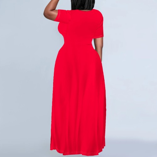 1 Piece Custom Casual Short Sleeve Plus Size Long Dresses