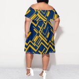1 Piece Custom Casual Printed Off Shoulder Plus Size Dress