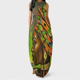 1 Piece Custom Fashion Printed Sleeveless Maxi Dress
