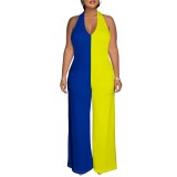Casual Solid Color Halter Backless One-Piece Jumpsuits