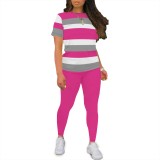 1 Piece Custom Casual Print Short Sleeve Pant Set