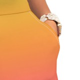 1 Piece Custom Casual Print Letter Gradient Color Short Sleeve Pant Set