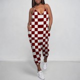 Casual Solid Color Straps V Neck One-Piece Jumpsuits