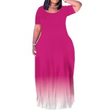 1 Piece Custom Casual Print Gradient Color Plus Size Long Dresses