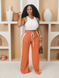 Loose Double Stripe Contrast Color Casual Wide Leg Pants