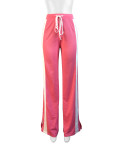 Loose Double Stripe Contrast Color Casual Wide Leg Pants