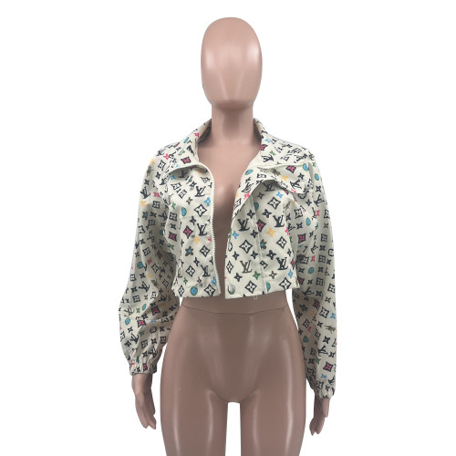 Woven New Tops Printed Long Sleeves Short Outsidewear
