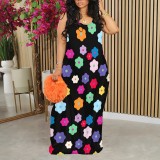 1 Piece Custom Casual Print Straps V Neck Maxi Dresses