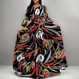 1 Piece Custom Casual Print Long Sleeve Maxi Dresses