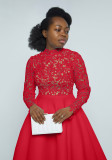 Elegant Lace Paneled A-line Swing Dress