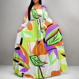 1 Piece Custom Casual Print Long Sleeve Maxi Dresses