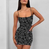 1 Piece Custom Casual Print Straps Bodycon Dress