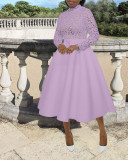 Elegant Lace Paneled A-line Swing Dress