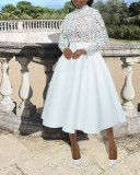 Elegant Lace Paneled A-line Swing Dress