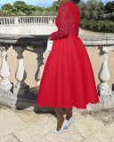 Elegant Lace Paneled A-line Swing Dress