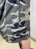 Summer Camou Drawstring Overalls Straight High Waist Cropped Pants