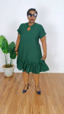 Hollow Out Ruffle Loose Short Sleeve Dress