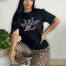 Casual Embroidered Short Sleeve Trousers Sweatshirts Set