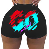 Sexy Skinny English Alphabet Print Yoga Shorts
