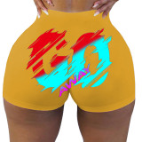 Sexy Skinny English Alphabet Print Yoga Shorts