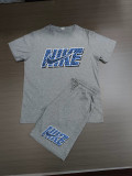 Summer High Quality Cotton Mens Print O Neck Sportswear Shorts Set