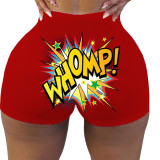 Sexy Skinny English Alphabet Print Yoga Shorts