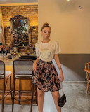 Fashion Hot Stamping Short Sleeves T-shirt Webbing Printed Skirt