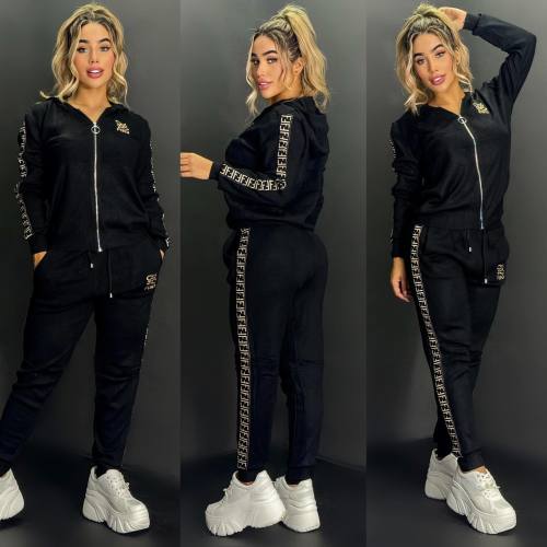 Casual Embroidery Printed Zipper Hoodie Sweatshirt Set
