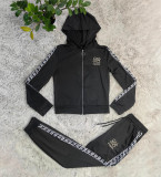 Casual Embroidery Printed Zipper Hoodie Sweatshirt Set