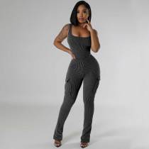 Casual Scoop Neck One Piece Sleeveless Tank Top Rompers Bodycon Pants