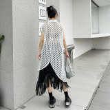 Perspective Grid Irregular Sleeveless Shirt Tops